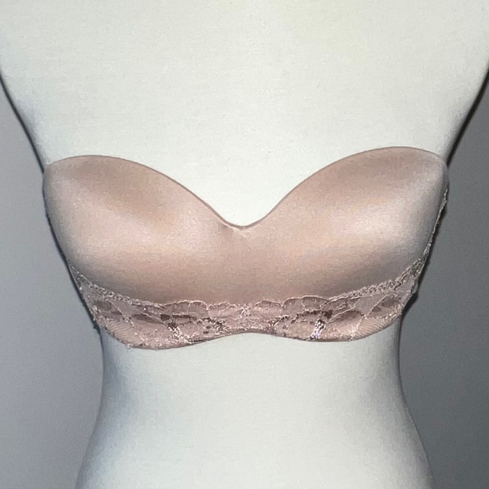 Victoria's Secret 32C Beige/Nude Strapless Bra with Lace Detail